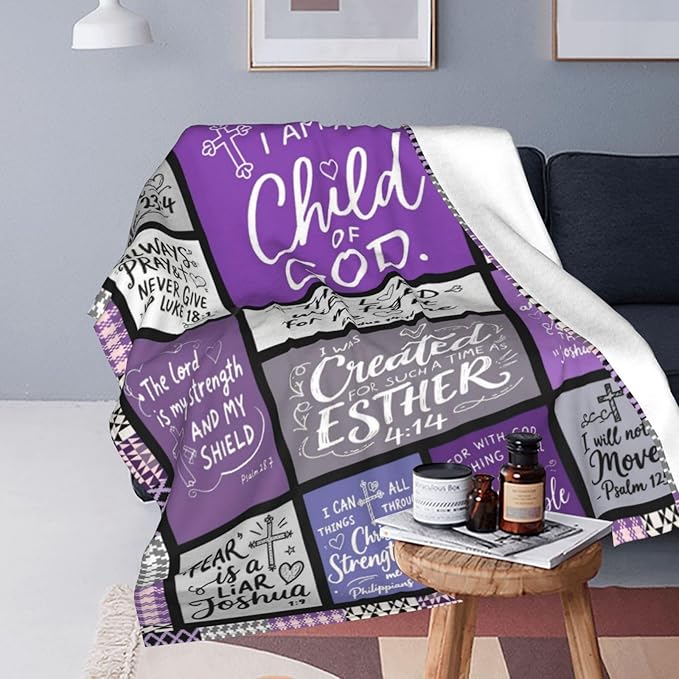 Christian Blanket Gift for Women, Inspirational Throw Blanket for Couch, Soft Lightweight Flannel Blanket, 50"x 60" Thoughts and Prayers Blankets for Bedroom Sofa Living Room Decoration