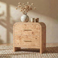 Night Stand [Unique Curved Profile] [FSC-Certified Wooden Board] 2-Drawer Nightstand 24" H Metal Handle Modern Sturdy Bedside Table Side Table End Table