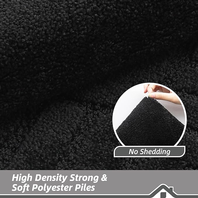 BEQHAUSE Door-Mat-Non-Slip Front Door Mat Washable Low-Profile Entrance Rugs for Front Door Entry Dirt Trapper Door Mats Absorbent Welcome Mats,20"x32",Black
