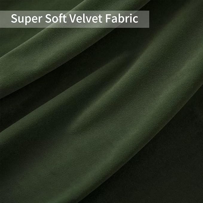 Joydeco Green Velvet Curtains 84 inch Length 2 Panels, Luxury Blackout Rod Pocket Thermal Insulated Window Curtains, Super Soft Room Darkening Drapes for Living Room Bedroom,W52 x L84 inches