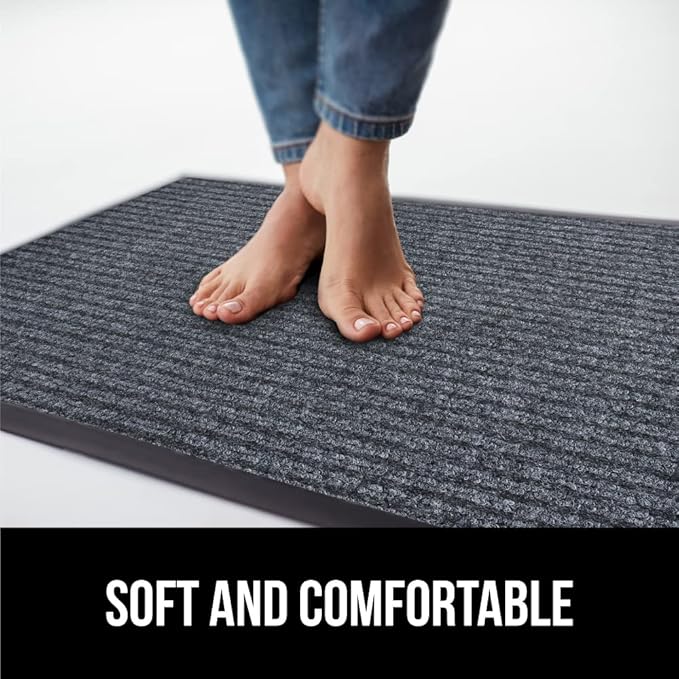 GORILLA GRIP Waterproof Traffic Guard Door Mat, 59x24, Heavy Duty Entryway Mats, Strong Rubber Back Commercial Rugs for Office Hallway, Garage Floor and Home, Low Profile Carpet Runner, Charcoal Gray