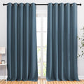 NICETOWN Room Darkening Window Curtains 90 inch Length - Thermal Insulated Grommet Light Blocking Solid Curtain Drapes for Bedroom/Living Room (Smoky Blue, Set of 2, 66" Wide Per Panel)