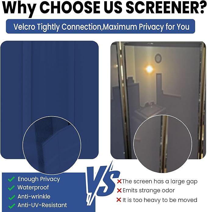 Room Divider, 4 Panel Upgraded Folding Privacy Screen, 88” Highly Secretive Separation with 3 Metal Feet, Partition Screen, Lightweight Freestanding Wall Divider Bedroom (Blue)