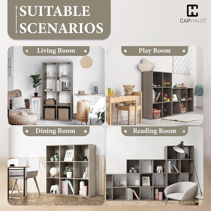 CAPHAUS Sturdy Room 11-Inch Cube Storage Organizer Shelf, with Thick Exterior Edge, Storage Shelf Divider w/Back, Bookcase, 6-Cube, White