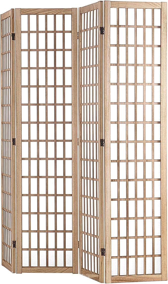 VEVOR Room Divider, 4 Panel Japanese Room Divider, Folding Privacy Screen Indoor, Portable Partition Dividers and Decoration Screens, for Room Separation, Home, Office, Restaurant & Bedroom (Natural)
