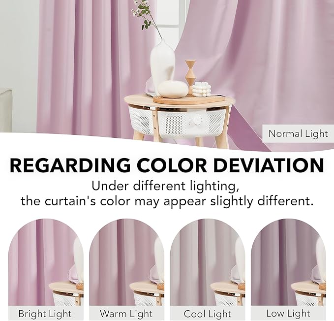 Deconovo Blackout Curtains, Thermal Insulated, W52 x L95 2 Panels, Back Tab, Machine Washable, Room-Darkening Drapes for Bedroom/Living Room Lavender