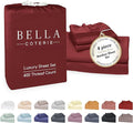 Bella Coterie Luxury Bamboo Viscose Cal King Size Sheet Set | 100% Organically Grown | Ultra Soft | Cooling for Hot Sleepers | 18" Deep Pocket [Merlot]