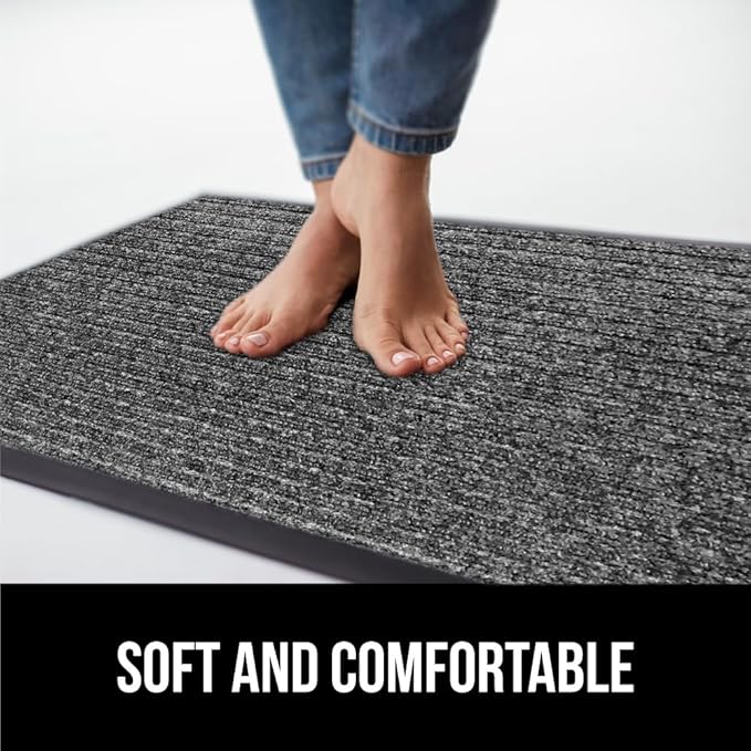 GORILLA GRIP Waterproof Traffic Guard Door Mat, 47x35, Heavy Duty Entryway Mats, Strong Rubber Back Commercial Utility Rugs for Office Hallway, Garage Floor and Home, Low Profile Carpet, Light Gray