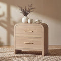 Night Stand [Unique Curved Profile] [FSC-Certified Wooden Board] 2-Drawer Nightstand 24" H Metal Handle Modern Sturdy Bedside Table Side Table End Table