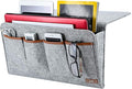 Bedside Caddy, Large Size Storage Organizer with 7 Pockets for Magazine, Remotes, Phone (17.3'' x 18.1'', Light Grey)
