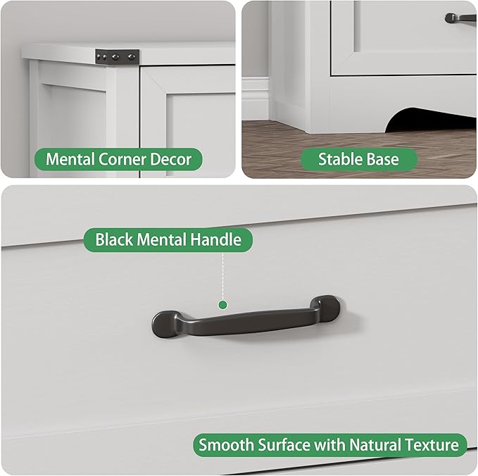 Dresser for Bedroom with 6 Drawers, 48" Wide Modern Chest of Drawers with Deep Drawers & Mental Handle, Wood Dresser TV Stand, Wooden Closet Storage Organizer for Living Room, Hallway, Entryway, White