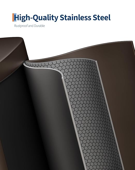GarveeHome Stainless Steel Kitchen Trash Can, 13 Gal / 50 L Step-On Garbage Bin with Soft Close Lid, Large Rustproof Metal Trash Can for Kitchen, Brown