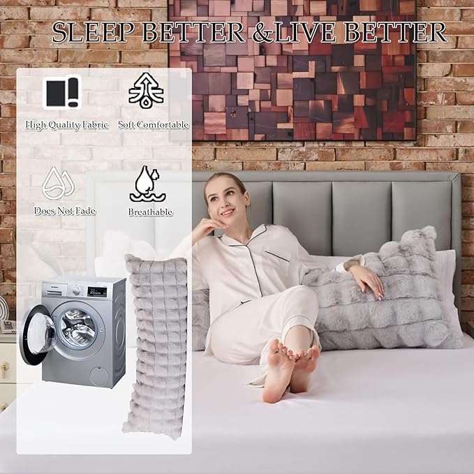 Full Body Pillow 20x54 Inch,Memory Foam Pregnancy Pillow for Side Sleepers,Orthopedic Back Support Maternity Pillow for Women (with Removable Cover)-Grey