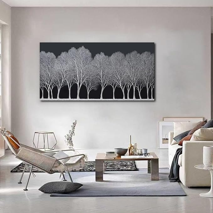 Trogonup Black and White Wall Art for Bedroom Large Forest Picture Landscape Tree Artwork for Living Room Home Office Modern Canvas Prints Ready to Hang 29"x58"