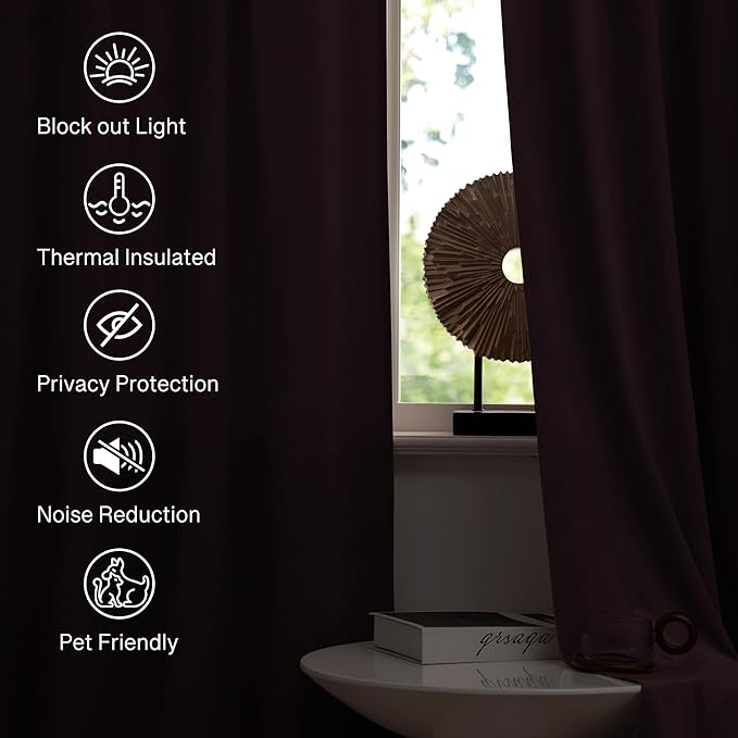 StangH Luxury Purple Curtains 90 Inches - Super Soft Insulated Velvet Drapes with Rod Pocket for Living Room,Sunlight Blocking Privacy Window Treatments, W52 x L90, 2 Panels