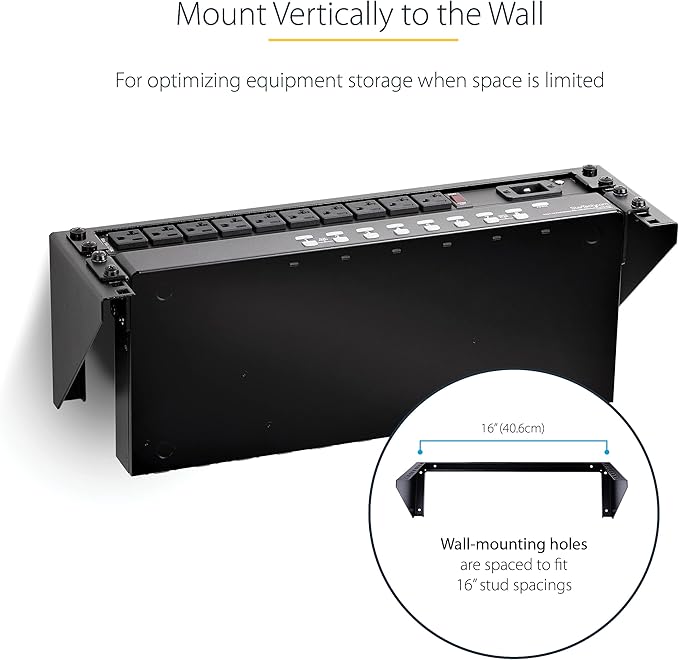 StarTech.com 3U 19" Wall Mount Vertical Rack Bracket, Wall Mount Patch Panel Bracket for Data/AV/IT/Computer Equipment, 3U Rack for Cabinet or Server Room, Supports 150lb (68kg) , TAA (RK319WALLV)