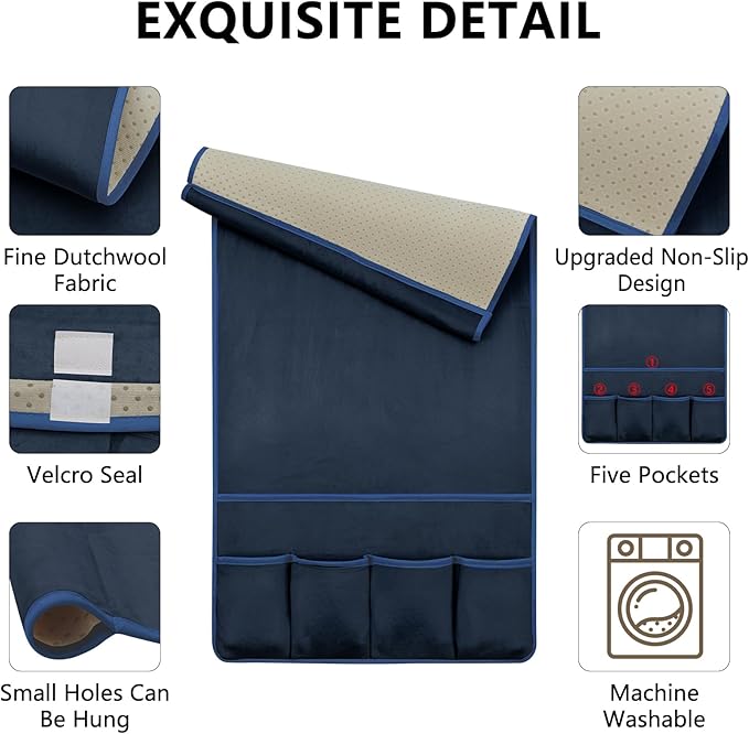 WETRBWEH TV Remote Control Holder Couch Caddy, Non-slip Bedside Caddy Organizer with 5 Pockets for Key Glasses Phone Magazine Holders
