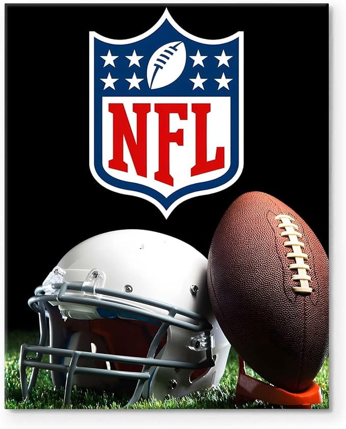 B.B.F MAKE American Football Canvas Wall Art Super Champions Bowl Poster Rugby Oil Painting Canvas Wall Decor Sports Picture Boys Gift Modern Bedroom Living Room Dorm Home Decoration, Framed 11x14inch