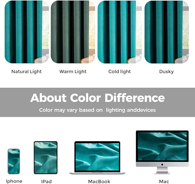 Pinch Pleated 100% Blackout Curtains for Bedroom, Teal Velvet Curtains for Living Room, Black Out Curtain 86 inch Long Room Darkening, Blackout Pinch Pleat Drapes with Hooks 2 Panels