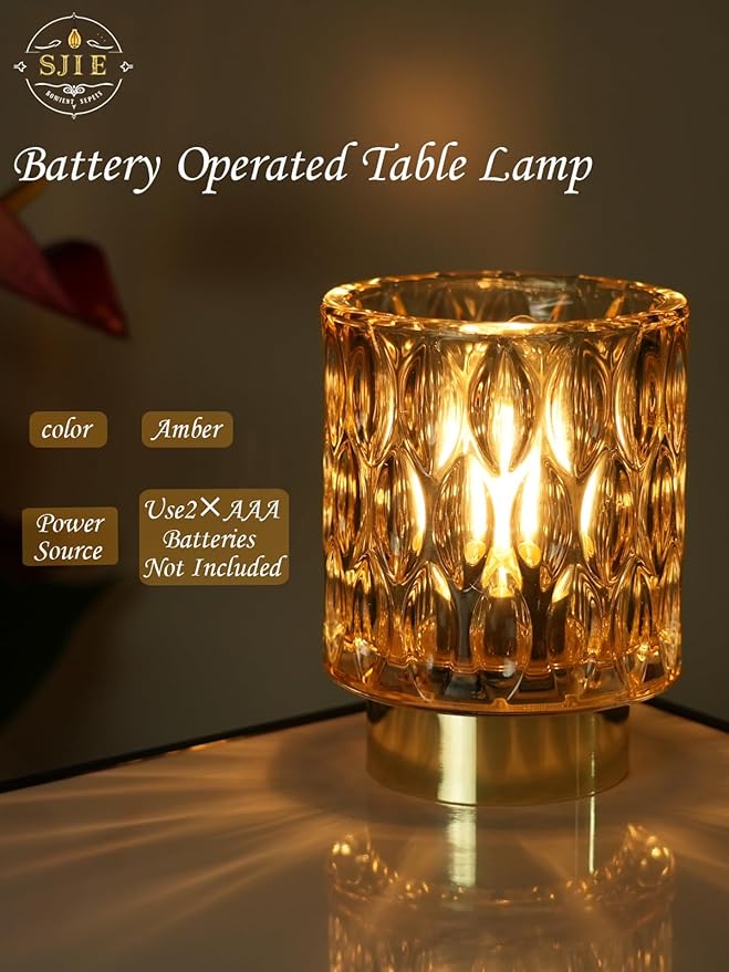 Battery Operated Lamp - Stylish Small Lamps Decorative with Timer & 3 Light Modes, No Plug in Lamps Cordless Battery Table Lamps for Bedroom/Bathroom/Fireplace(Without Remote Control)