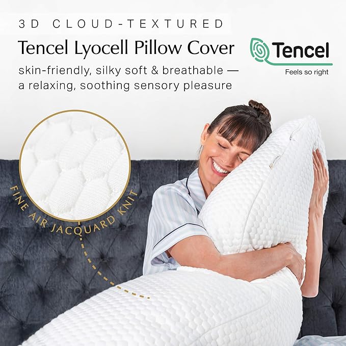 Aricove Body Pillow for Adults, Side Sleeper Pillow for Bed, Full Body Support in Long & Large Size, Tencel Lyocell Cover, Firm Memory Foam & Soft Microfiber, 20x54 inch, Machine Washable