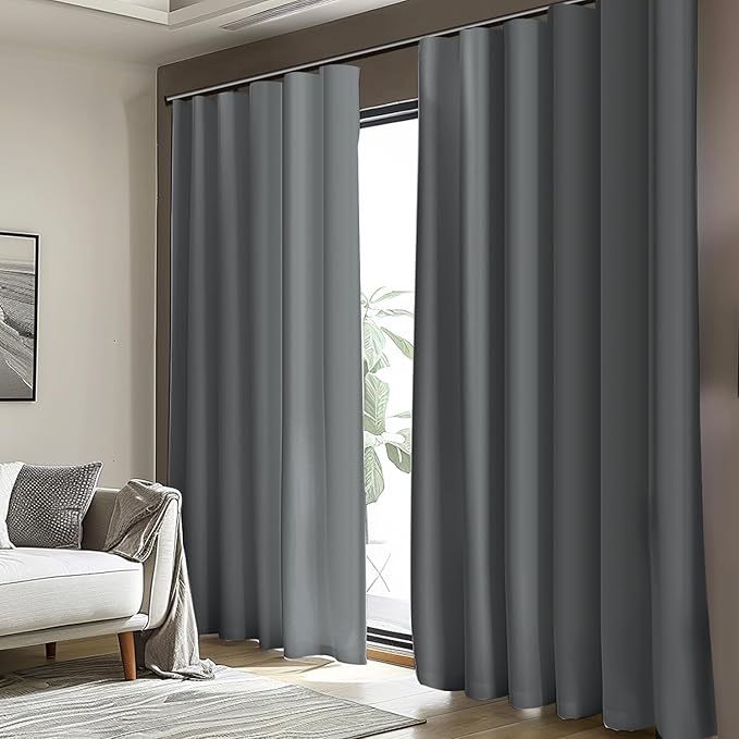 Room Divider Blackout Curtain Track Curtains Wall Dividers Panels Screen for Living Rooms Bedroom Office Privacy Partition Separation, W100 × L120 Inch,1 Panel, Light Grey