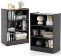 LOKO 3-Tier Open Bookcase Set of 2, Modern 3-Cube Bookshelf with 18-Position Adjustable Shelves & Anti-toppling Devices, Multipurpose Cubical Display Storage Organizer for Living Room Study (2, Black)