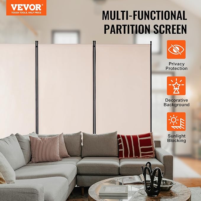 VEVOR Room Divider, 3 Panel Room Divider, Folding Privacy Screen and Portable Partition Divider for Room Separation, Freestanding Room Partitions for Office, Bedroom, Study, Beige