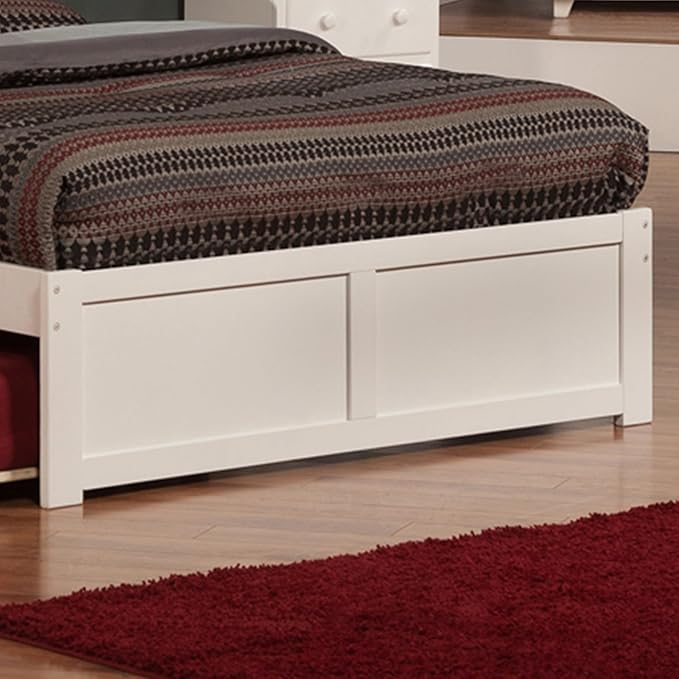 AFI Concord Queen Size Platform Bed with Footboard & Twin XL Trundle in White