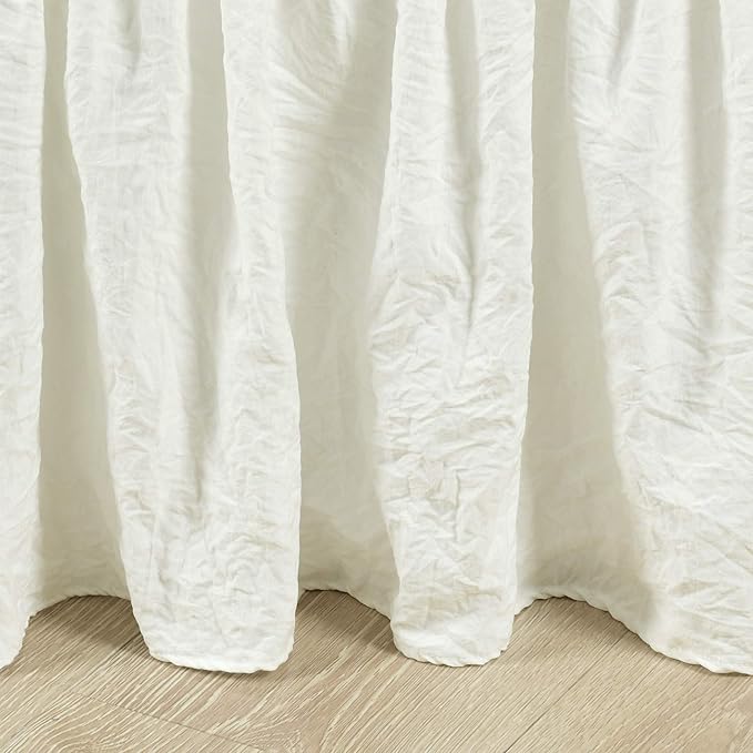 Lush Decor Ruched Ruffle Elastic Easy Wrap Around Bedskirt, Queen/King/Cal King, Polyester, Ivory