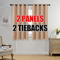 MIUCO Room Darkening Grommet Thermal Insulated Blackout Window Curtains Panels for Gilrs Room Window 1 Pair 52x63 Inch Taupe, Bonus 2 Tie Backs Included