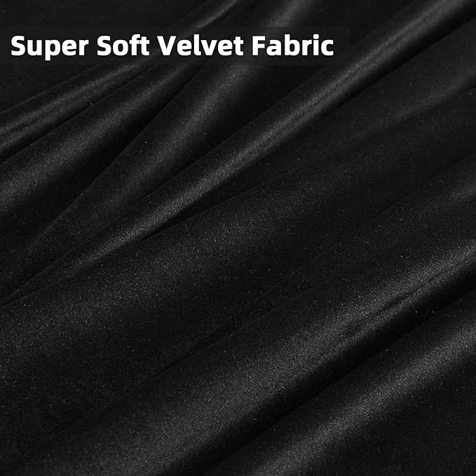 Joydeco Velvet Curtains Extra Wide, Long Luxury Black Blackout Thermal Insulated Rod Pocket Window Curtains, Super Soft Room Darkening Drapes for Living Room Bedroom, W100 x L90 Inch, Black