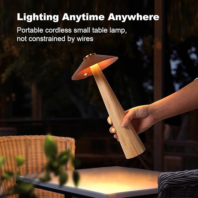 Battery Operated LED Table Lamps, 2000mAh Cordless Desk Lamp with 3 Level Brightness Touch Control Night Light for Nursery,Bedroom,Dining Room(Natural)