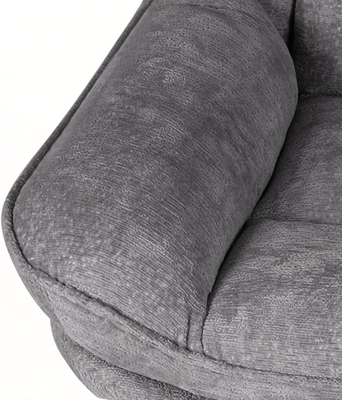 1 Pack 360°Free Swivel Accent Chair for Living Room, Slightly 20°Rocking, 24" High Backrest Upholstered Armchair, Ergonomic Design, Chenille Breathable Soft Fabric Modern Single Sofa, Gray