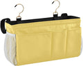 KOPIRIT Lemon Yellow Bedside Caddy Storage Bag Bedside Organizer for Dorm Room Top Bunk Bed Hanging Bag Bedside Shelf 6 Pockets with Hooks for Glasses Book Tablet Holder