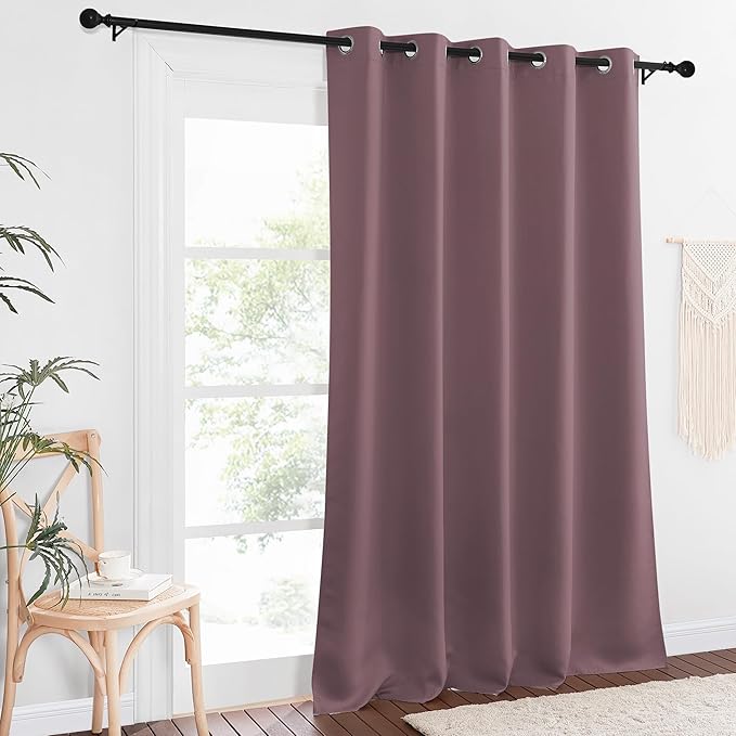 NICETOWN Blackout Curtains 84 Inch Length, Thermal Insulated Curtains for Bedroom Grommet Energy Saving Room Darkening Drapes for Living Room Window, 1 Panel, Dry Rose, 66" W x 102" L