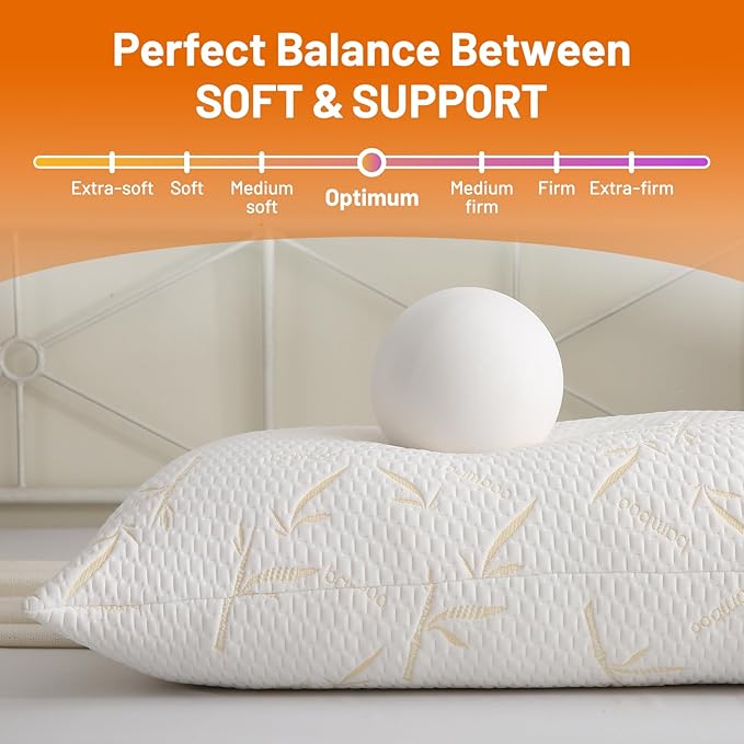 Full Body Pillow with Removable Pillowcase for Adults,（Memory Foam Filling）（Long Pillow for Side Sleepers） （Fluffy and Firm）（Adjustable Filling）（20×54 Inch，Gold）