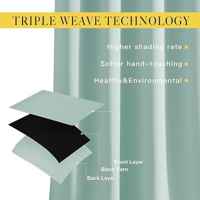 NICETOWN Blackout Aqua Blue Curtains 102 inches Long 2 Panels Burg, Grommet Thermal Curtains Light Blinds Room Darkening Window Treatments for Bedroom, 2 Panels, W52 x L102