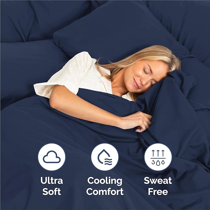 King 6 Piece Sheet Set - Cooling, Comfy & Breathable - Hotel Luxury Bedding, Includes Fitted Sheet for Women, Men, Kids & Teens - 1 Flat, 1 Fitted Sheet, 4 Pillowcases with Deep Pockets - Navy Blue
