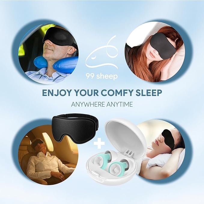 Silicone Ear Plugs for Sleeping – 27 dB Noise Reduction, Reusable Soft Earplugs for Side Sleepers + Bonus 3D Blackout Sleep Mask for Travel, Snoring & Migraine Relief