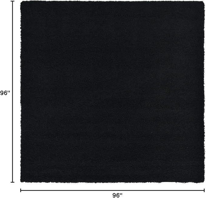 Unique Loom Solid Shag Collection Area Rug (8' Square, Jet Black)