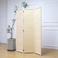 Furnnylane 3 Panel Room Divider and Folding Panel Screen,Bamboo Panel Divider Screen for Room Separation,Beige,67" H x 46" W