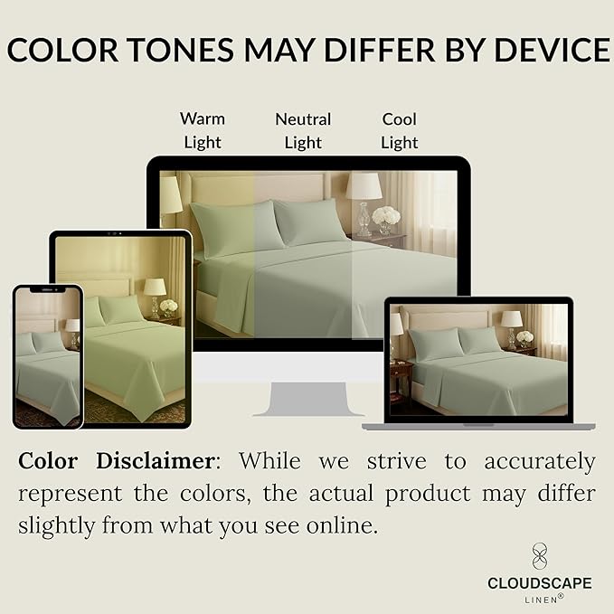 Egyptian Cotton Twin Size Sheets Set, Mineral