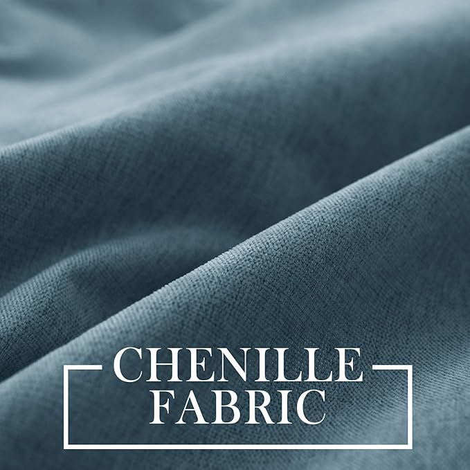 Macochico 120" Wx84 L 100% Blackout Chenille Curtains for Sliding Door Living Room Bedroom, Luxury Drapery for Hotel Home Theater, Teal Blue Thermal Window Treatments with Tieback, Grommet, 1 Panel