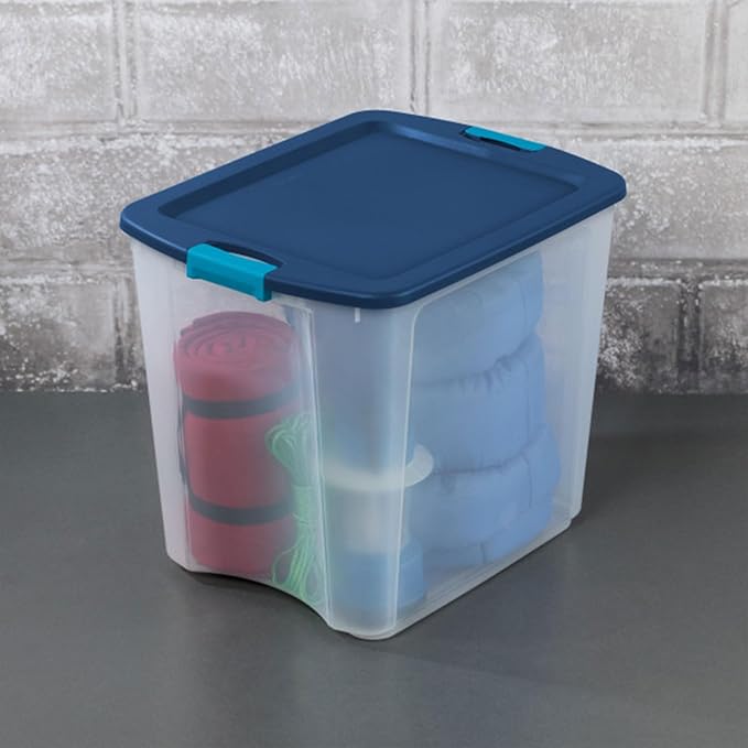 Sterilite 4-Pack Latch and Carry, Clear Plastic Storage Bins with Latching Lids and Full-Grip Handles, 27 Gallon