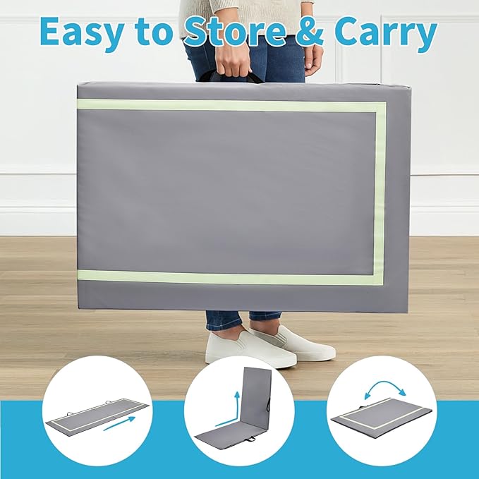 Winado Fall Mat for Elderly, 68" x 23" Bi-Fold Floor Mat Bedside Anti-Slip Protection Standing Safety Mats Reduce Risk for Elderly, Patients, Home or Hospital Care, Grey