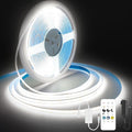 COB LED Strip Lights Cool White,24V Dimmable led Light Strip KIT with Remote and app Control,6000K 25FT/7.5m 8mmwide Ra>90 Cuttable Flexible Strip Lights for Bedroom,Wardrobe,Cabinet
