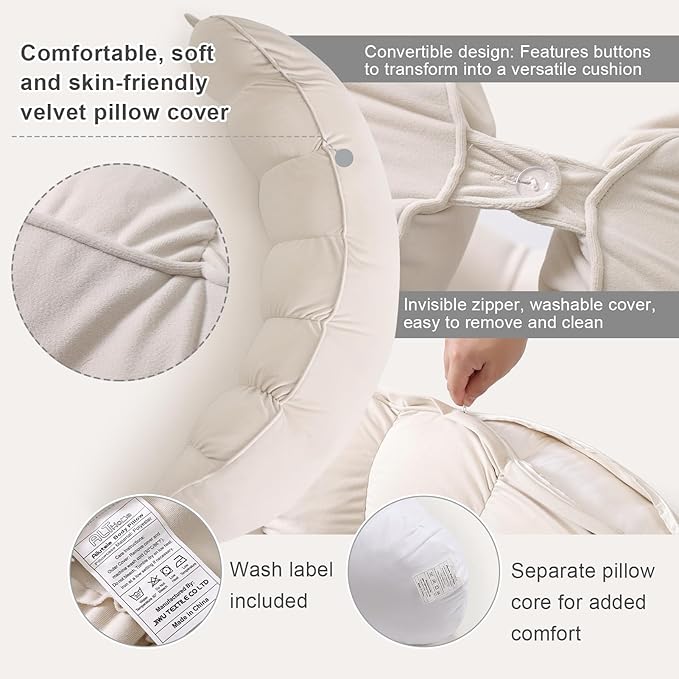 Peallow(Pat. Pend) – Long Round Body Pillow for Adults, Bolster Pillow for Sleeping, Soft and Supportive Pillow for Sleeping & Lumbar Support (Misty White,39")