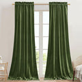 StangH 62 inches Wide Green Velvet Curtains for Bedroom, Luxury Room Darkening Noise Reducing Window Treatment Moss Green Christmas Curtains for Doorway/Office, W62 x L90, 2 Panels