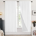 Deconovo White Room Darkening 100% Blackout Curtains for Bedroom 63 Inches Long - Solid Back Tab and Rod Pocket Blackout Curtains for Kids' Bedroom, 70x63 Inch, 2 Panels